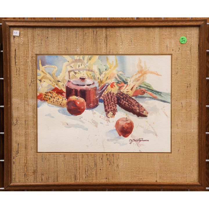 Carl Christophersen (WA) ''Still Life with Corn'' Watercolor