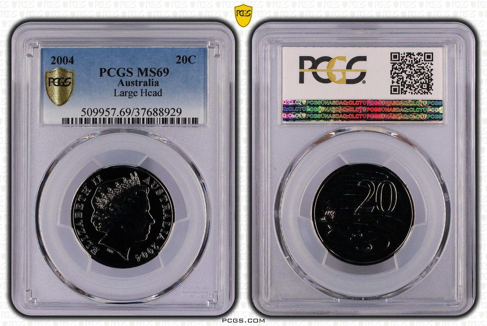 2004 Australia Twenty Cent, 20c Large Head PCGS - MS69 -929