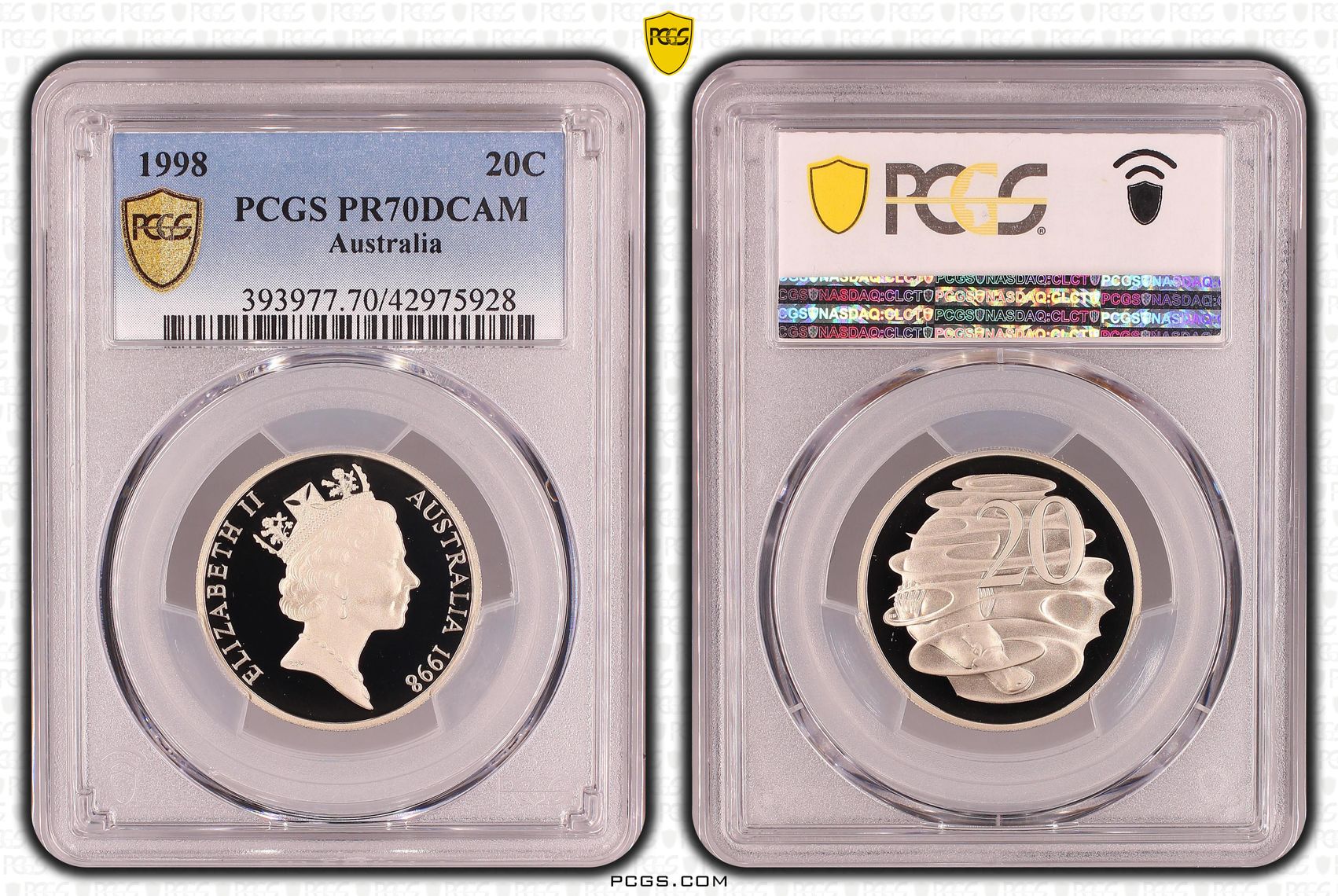 Elizabeth II, Twenty Cent, PR70DCAM , 1998 PCGS POP - 13/0