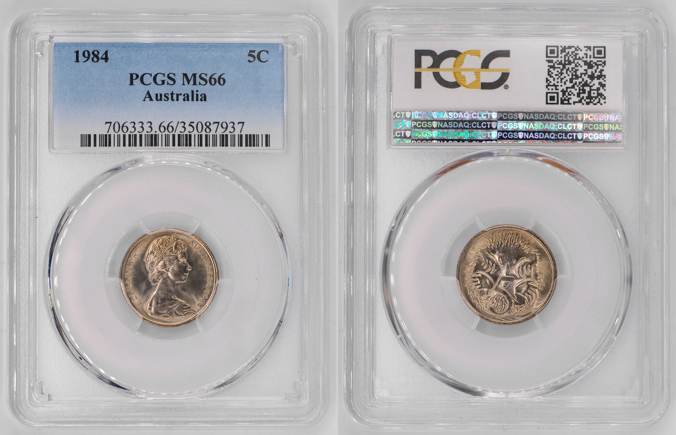 Elizabeth II, Five Cent, 1984, PCGS MS66