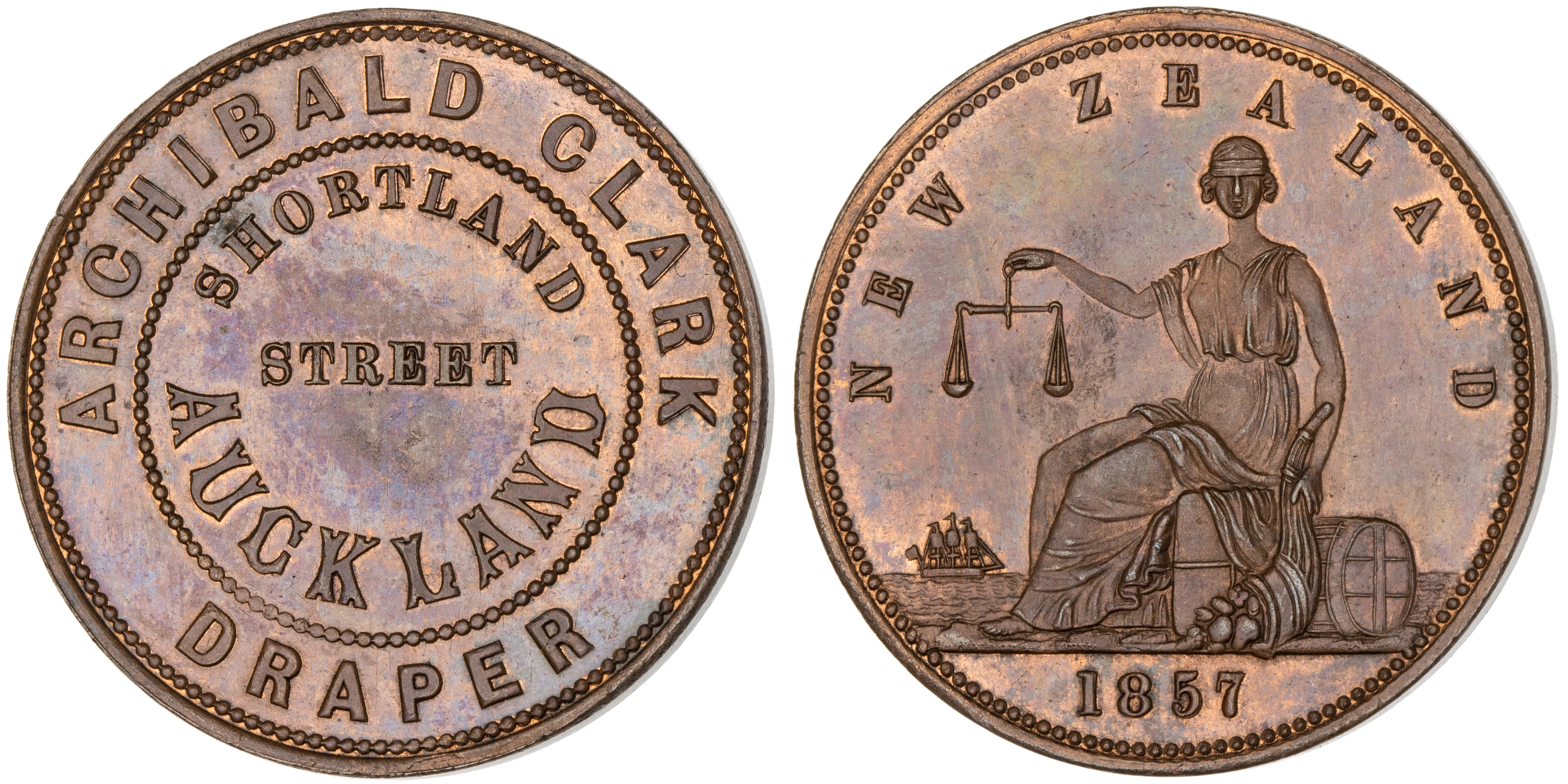Auckland, New Zealand, Archibald Clarke, Penny, 1857, FDC