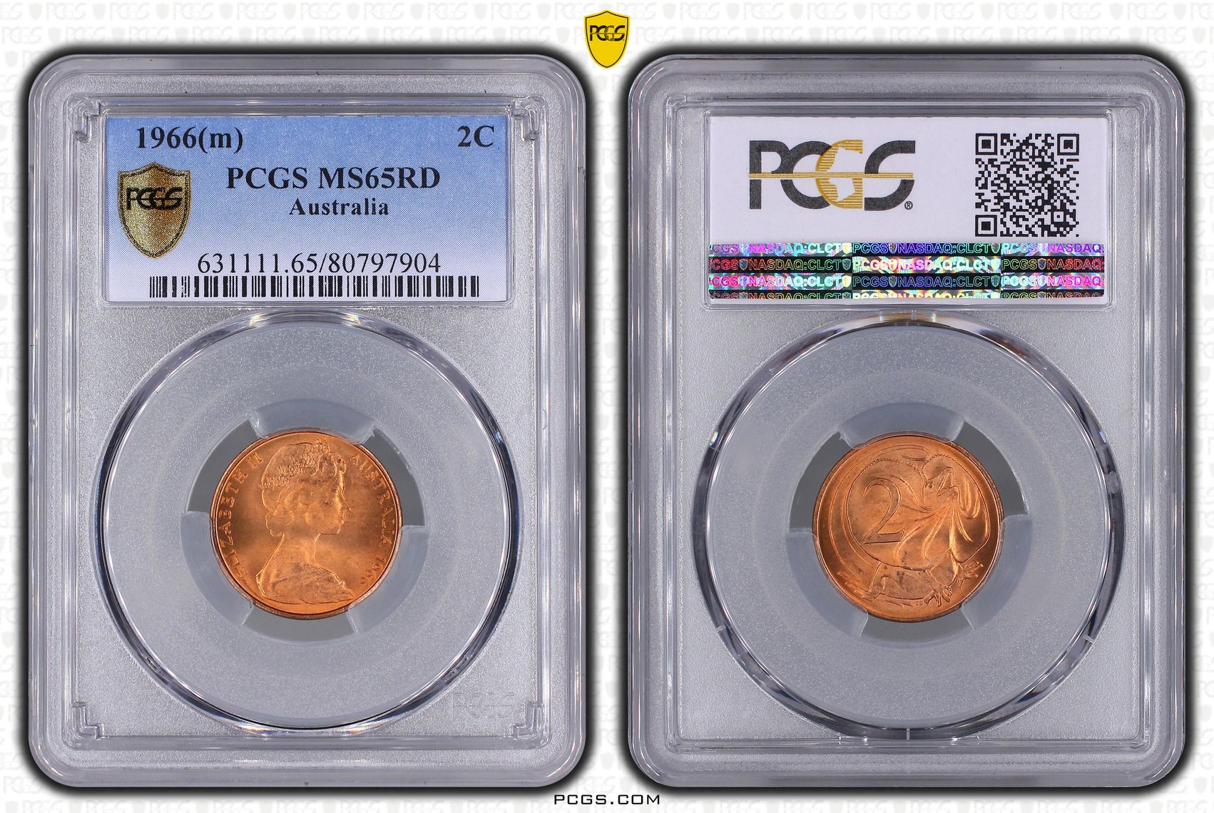 1966(m) Australia Two Cent, 2c PCGS - MS65RD -904