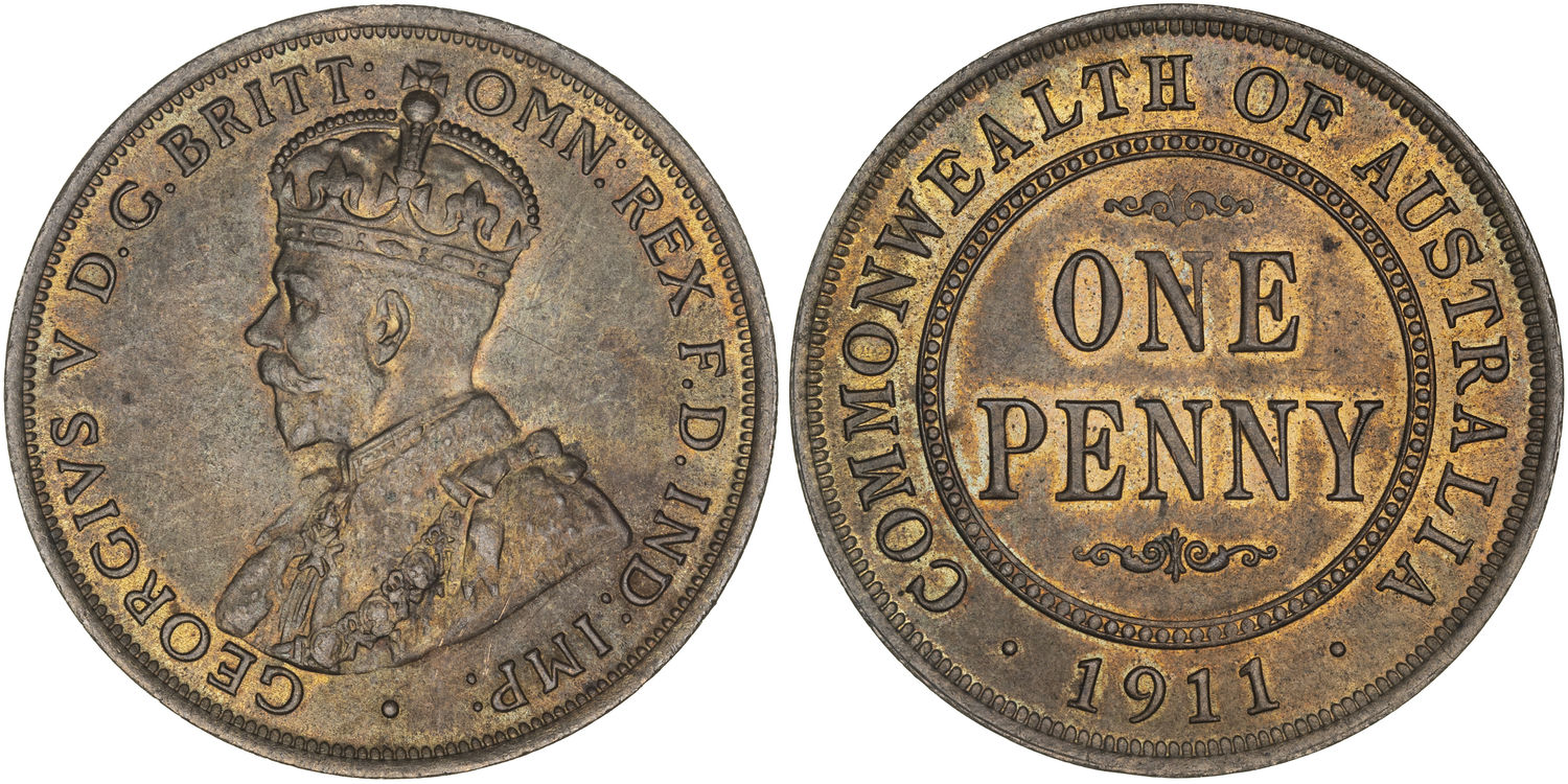 George V, Penny, 1911, aUNC