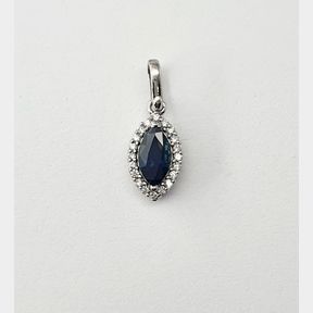 18CT WHITE GOLD PENDANT WITH 1.140CTS SAPPHIRE + .200CT DIAMONDS COLOUR IJ CLARITY VS/SI - 51624/86