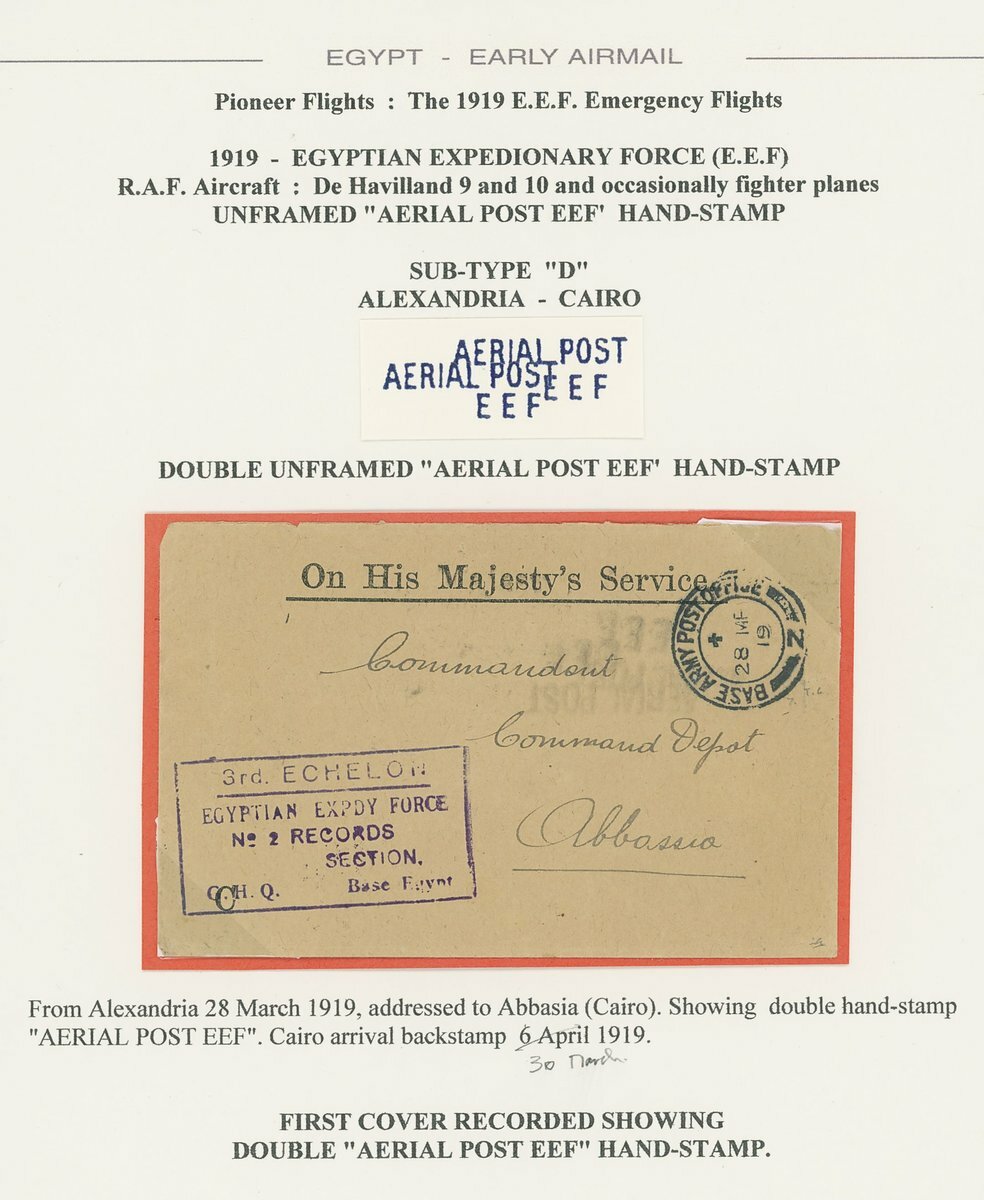 Egypt 1919 (28 Mar.) stampless O.H.M.S. envelope with Base Army Post ...