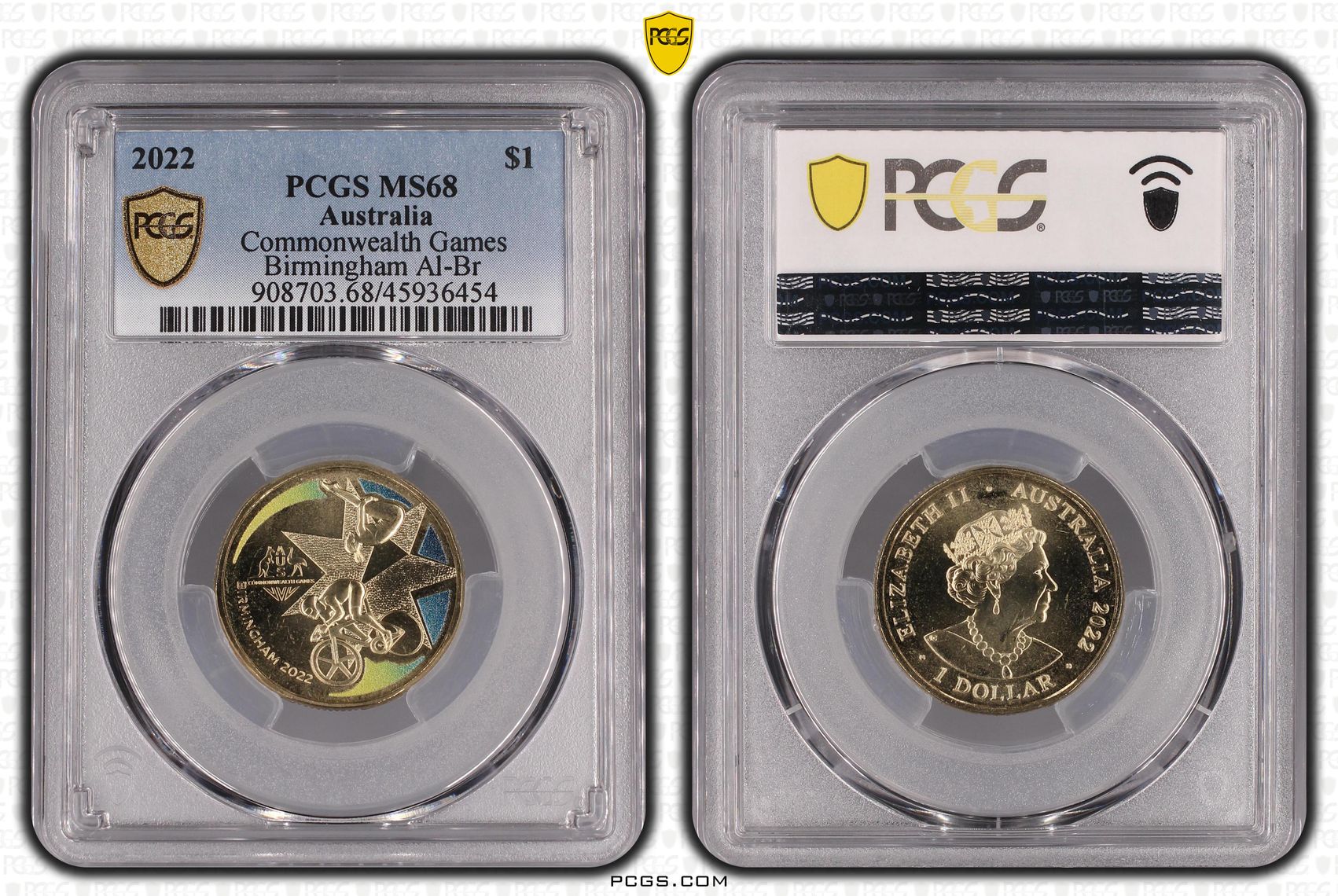 2022 Australia One Dollar, $1 Commonwealth Games - Birmingham Al-Br PCGS - MS68 -454