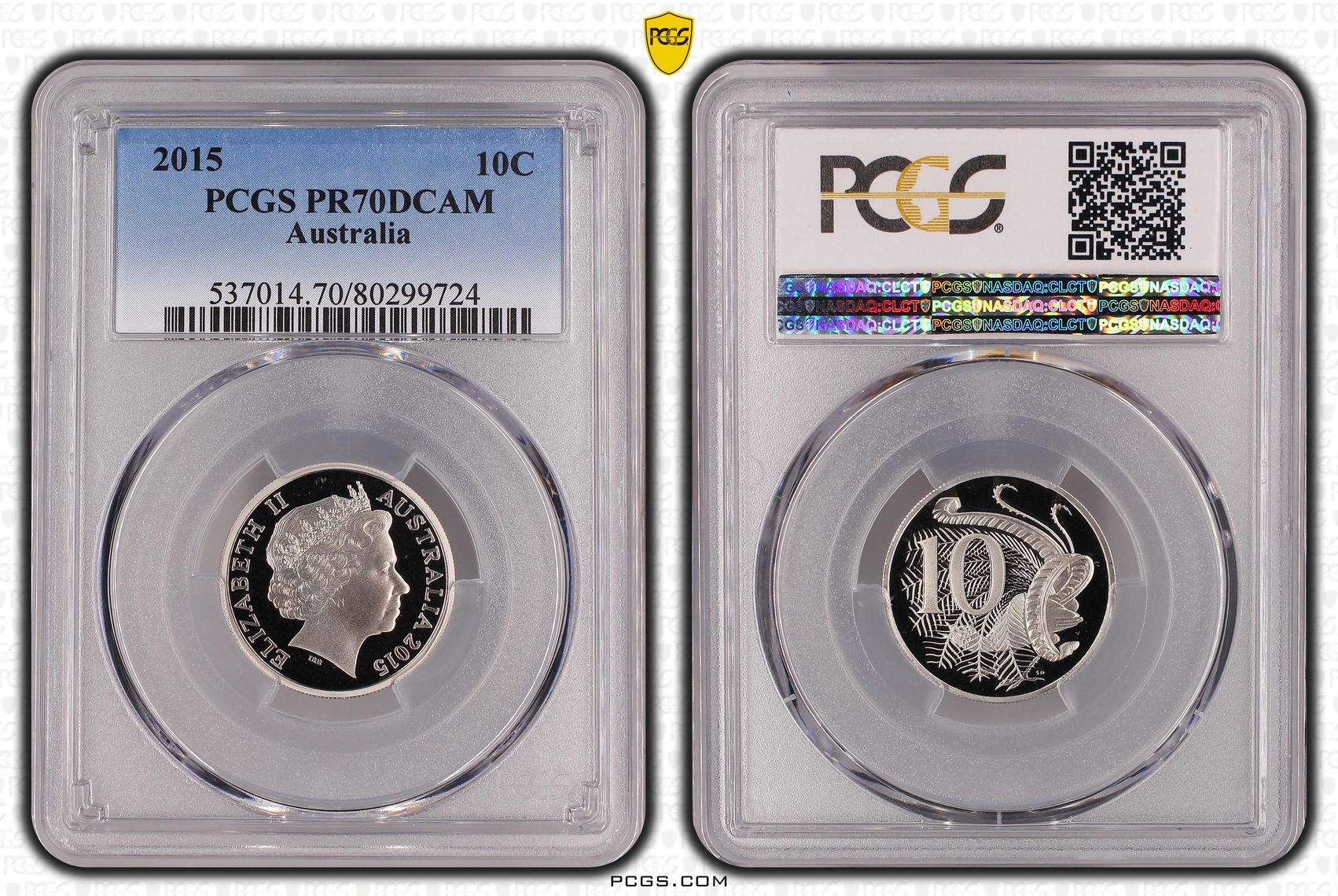 Ten Cent, 2015, Pcgs Pr70dcam