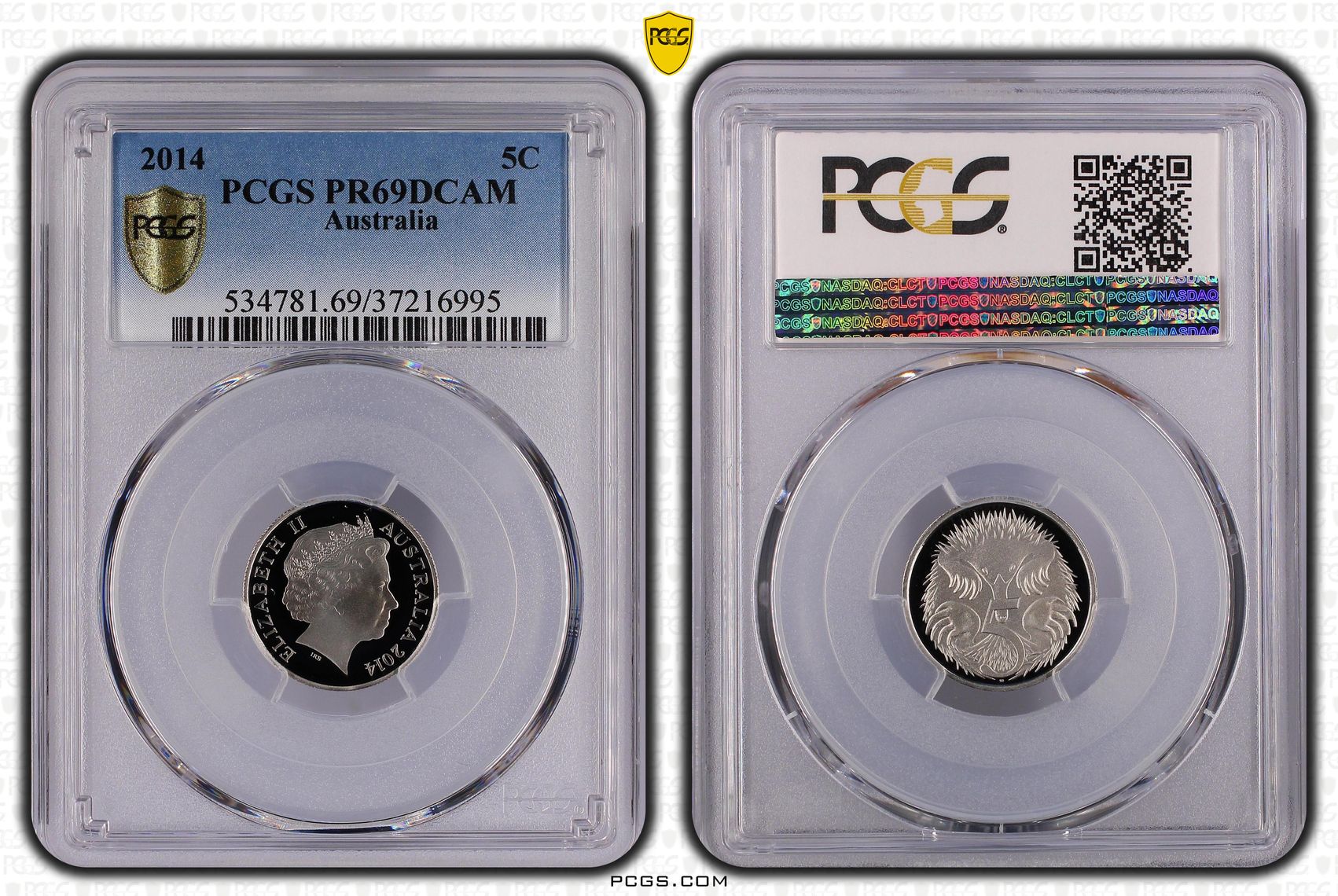 Elizabeth II, Five Cent, 2014, PCGS PR69DCAM