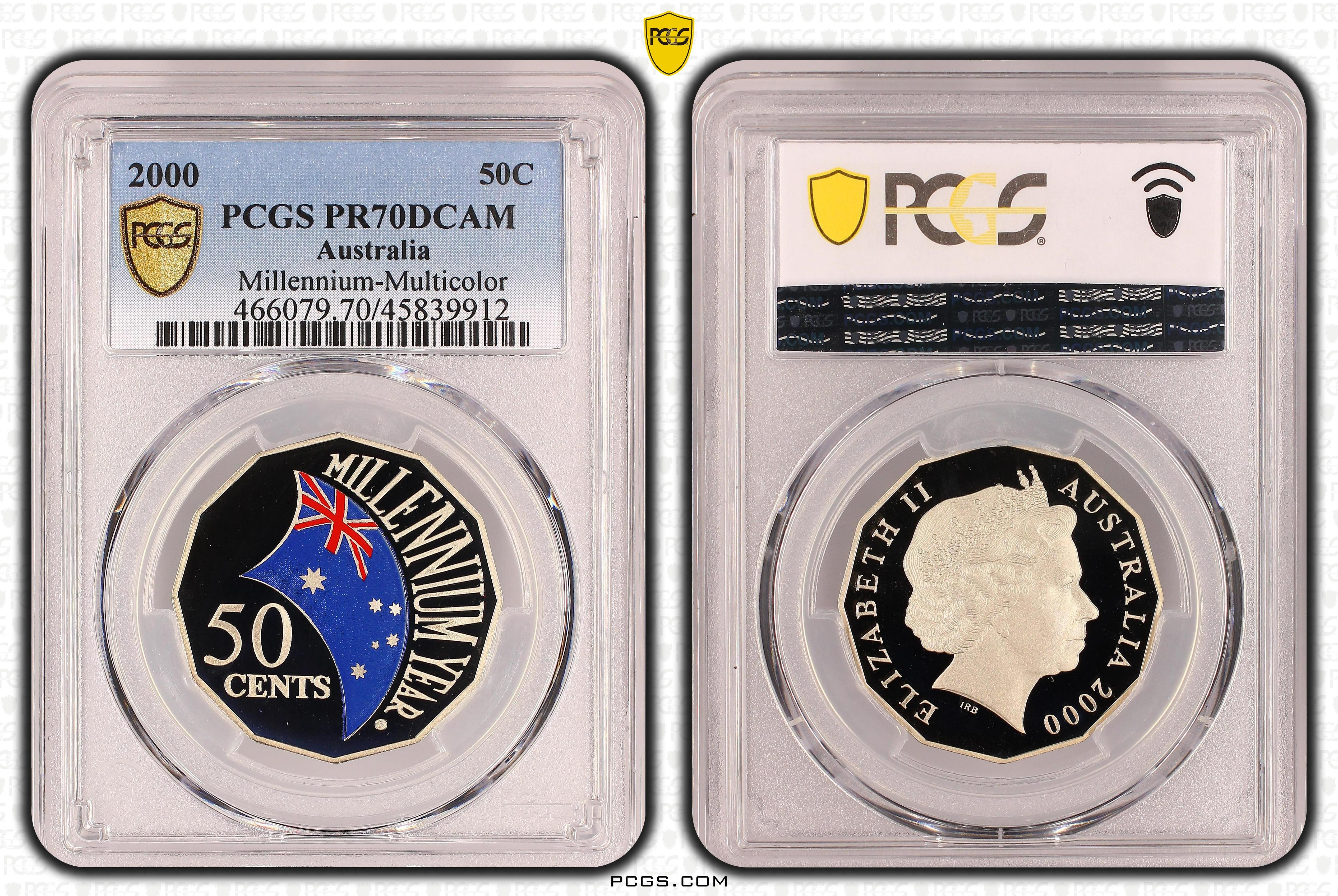 Elizabeth II, Millennium Coloured, Fifty Cents, 2000, PCGS PR 70DCAM