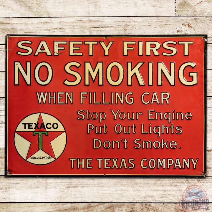 Rare Texaco The Texas Company No Smoking When Filling Car SST Sign - 8