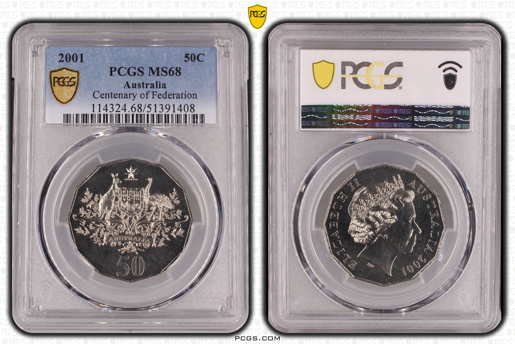 Centenary of Federation, POP 5/0, Fifty Cent, 2001, PCGS MS68