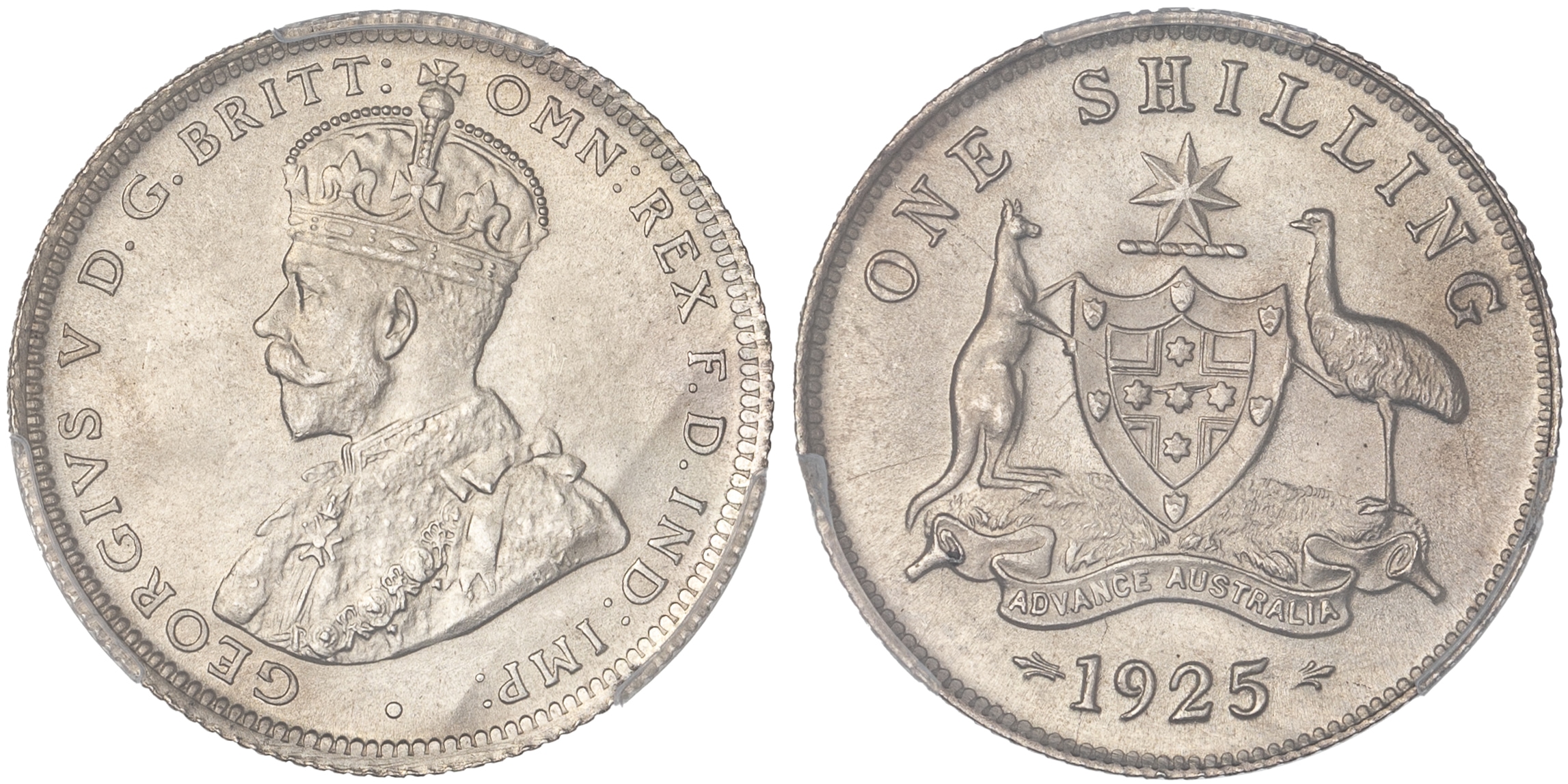 George V, Shilling, 1925/3, PCGS MS65