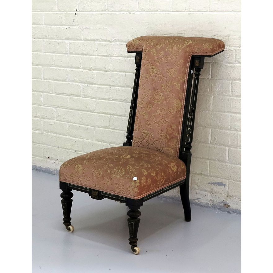 VICTORIAN UPHOLSTERED INLAID PRIE DIEU