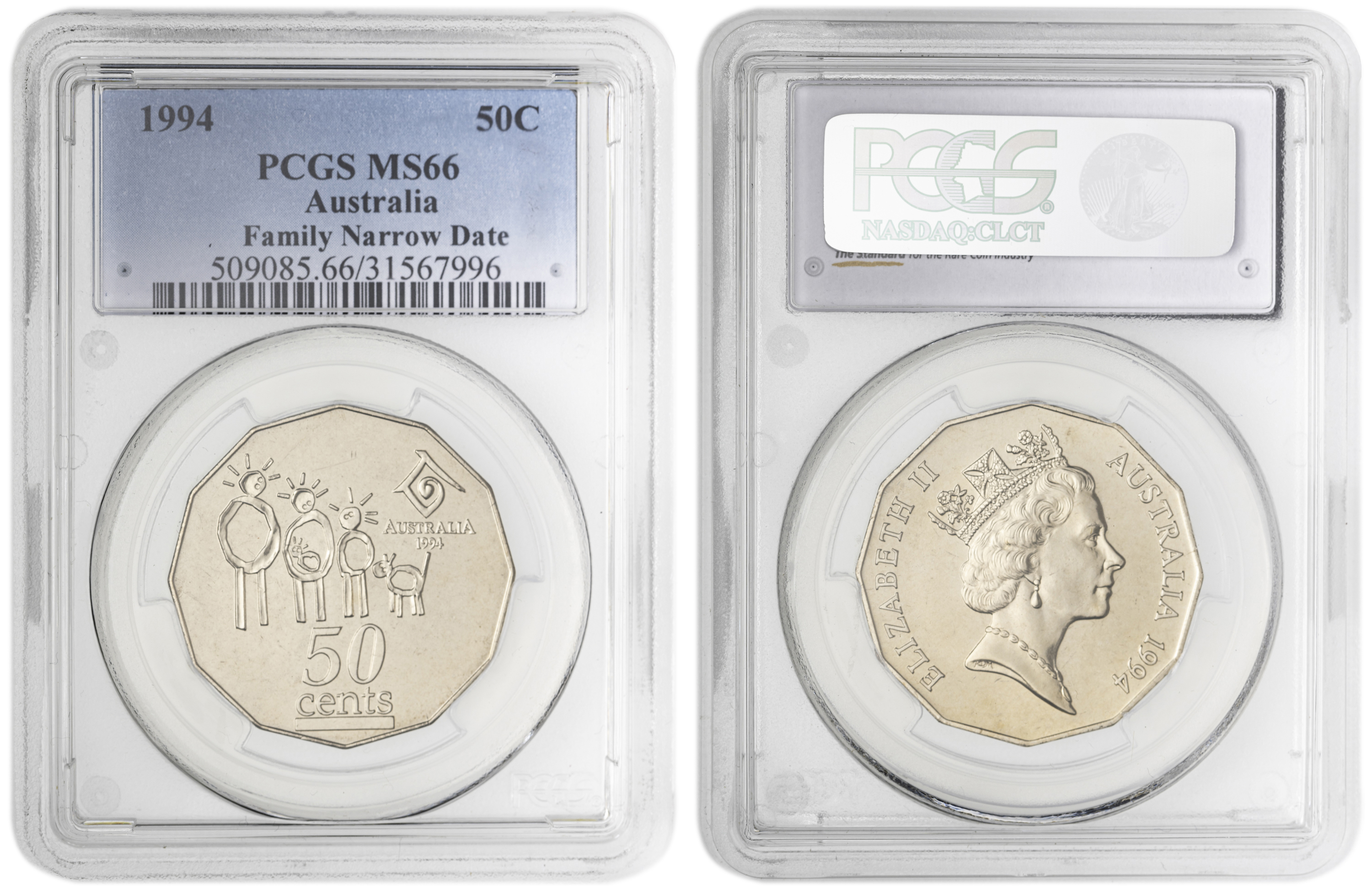 Family Narrow Date , Fifty Cent, 1994, PCGS MS66