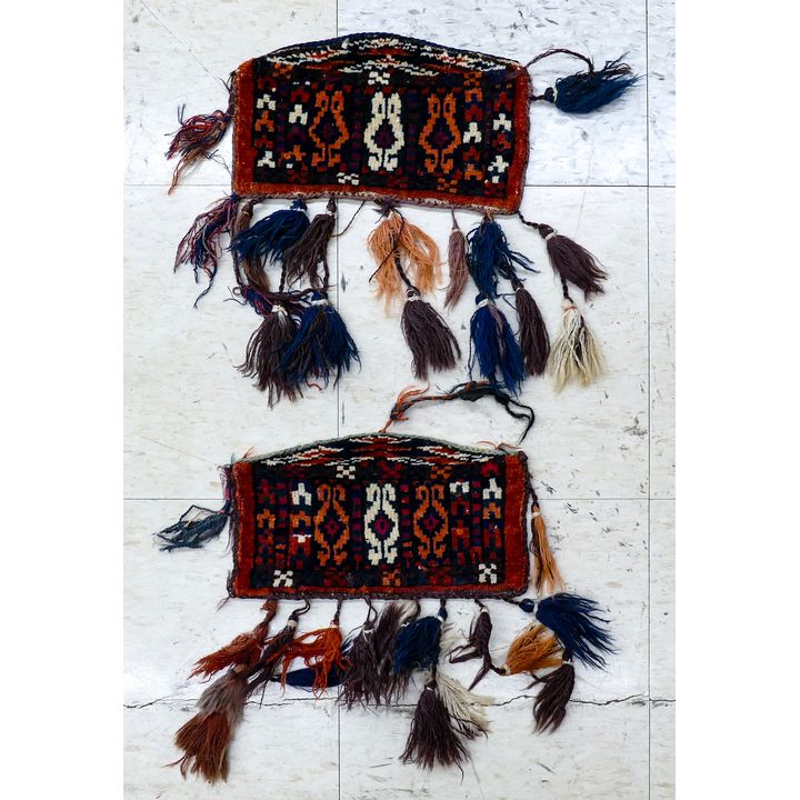 Pair Yomut Camel Knee Trappings w/ Tassels