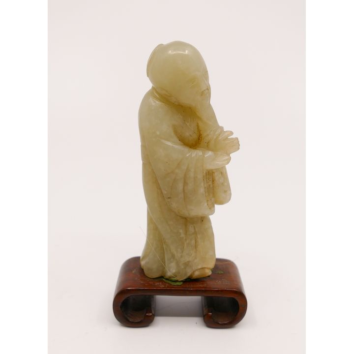 Old Chinese Carved Jade Scholar on Stand- 3.5''
