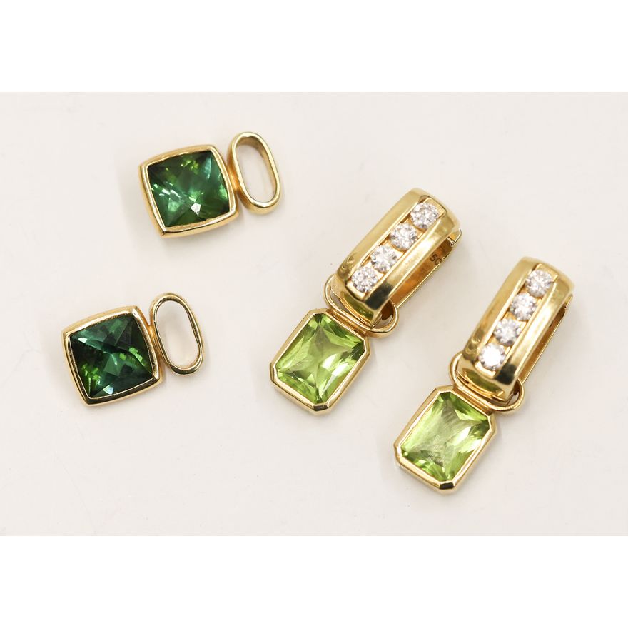 Pair Turgeon Raine 18k Diamond Earrings with Enhancers