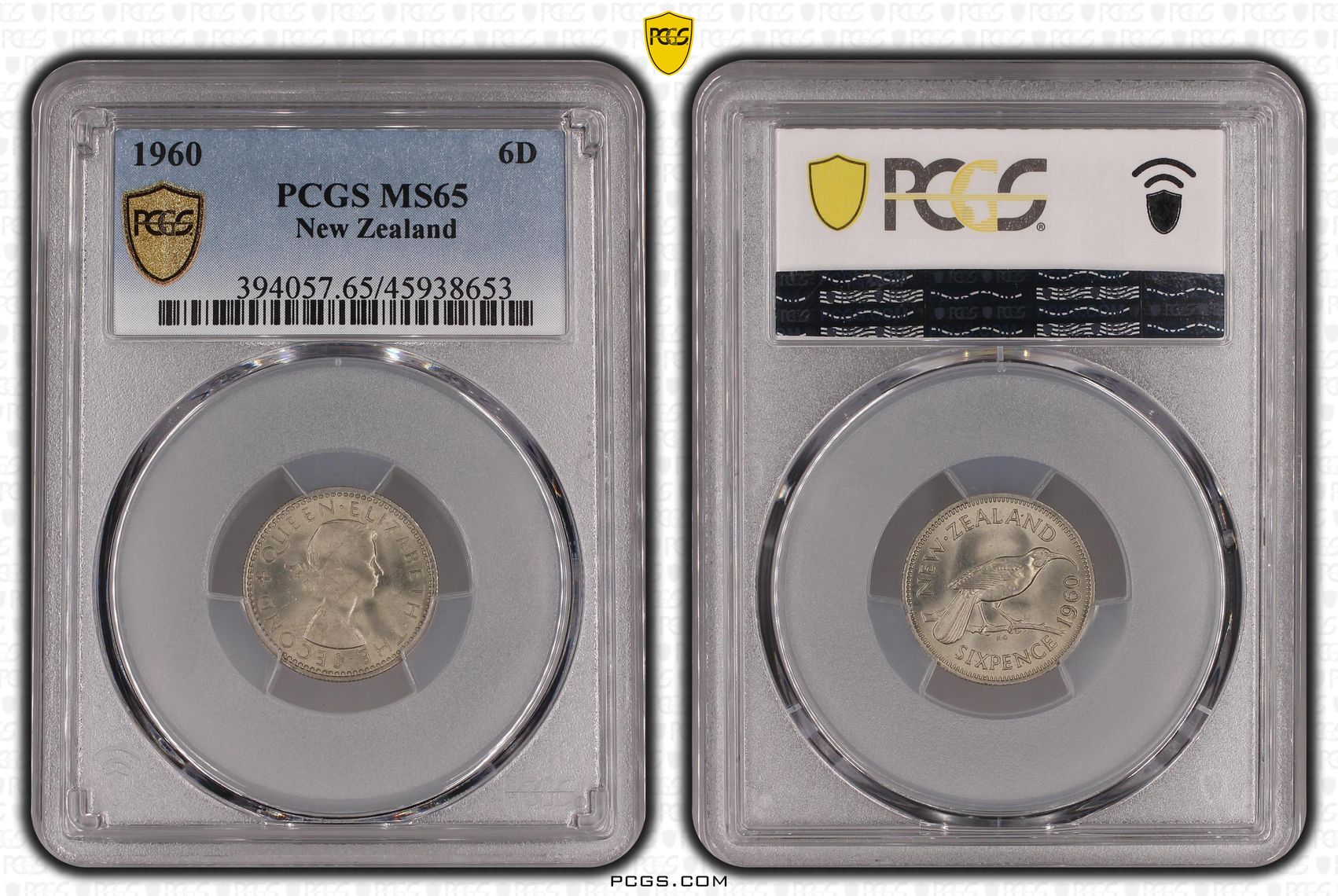 1960 New Zealand Sixpence PCGS - MS65 -653