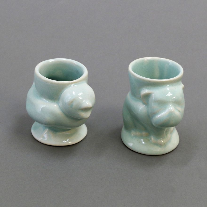 Crown Lynn Potteries, Two rare pale blue eggcups