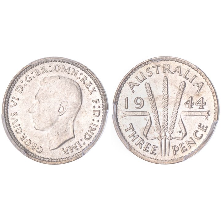 George VI, Threepence, 1944-S, PCGS MS 65