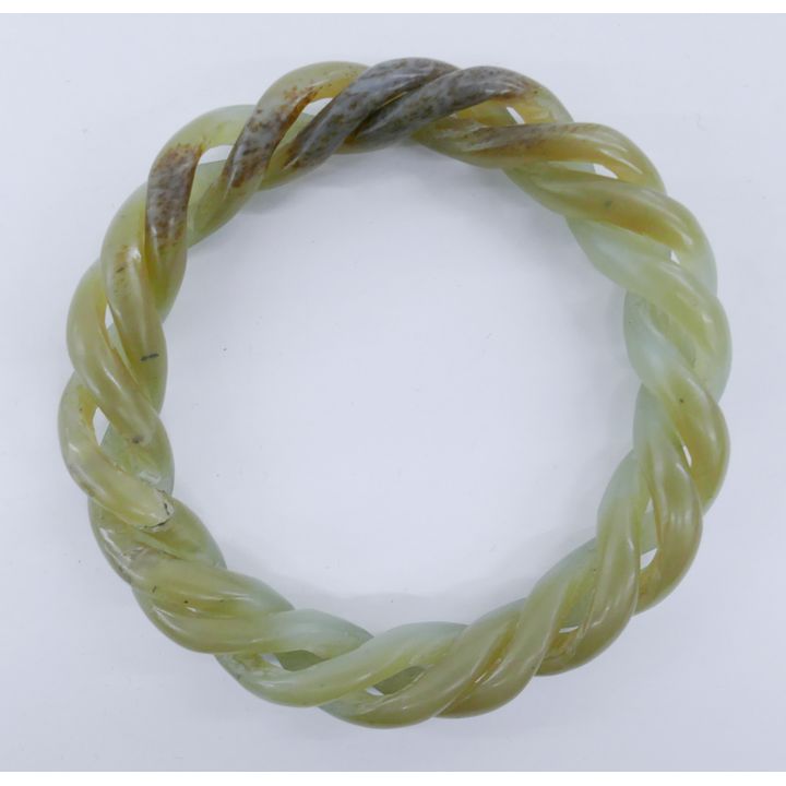 Chinese Qing Jade Rope Bangle Bracelet