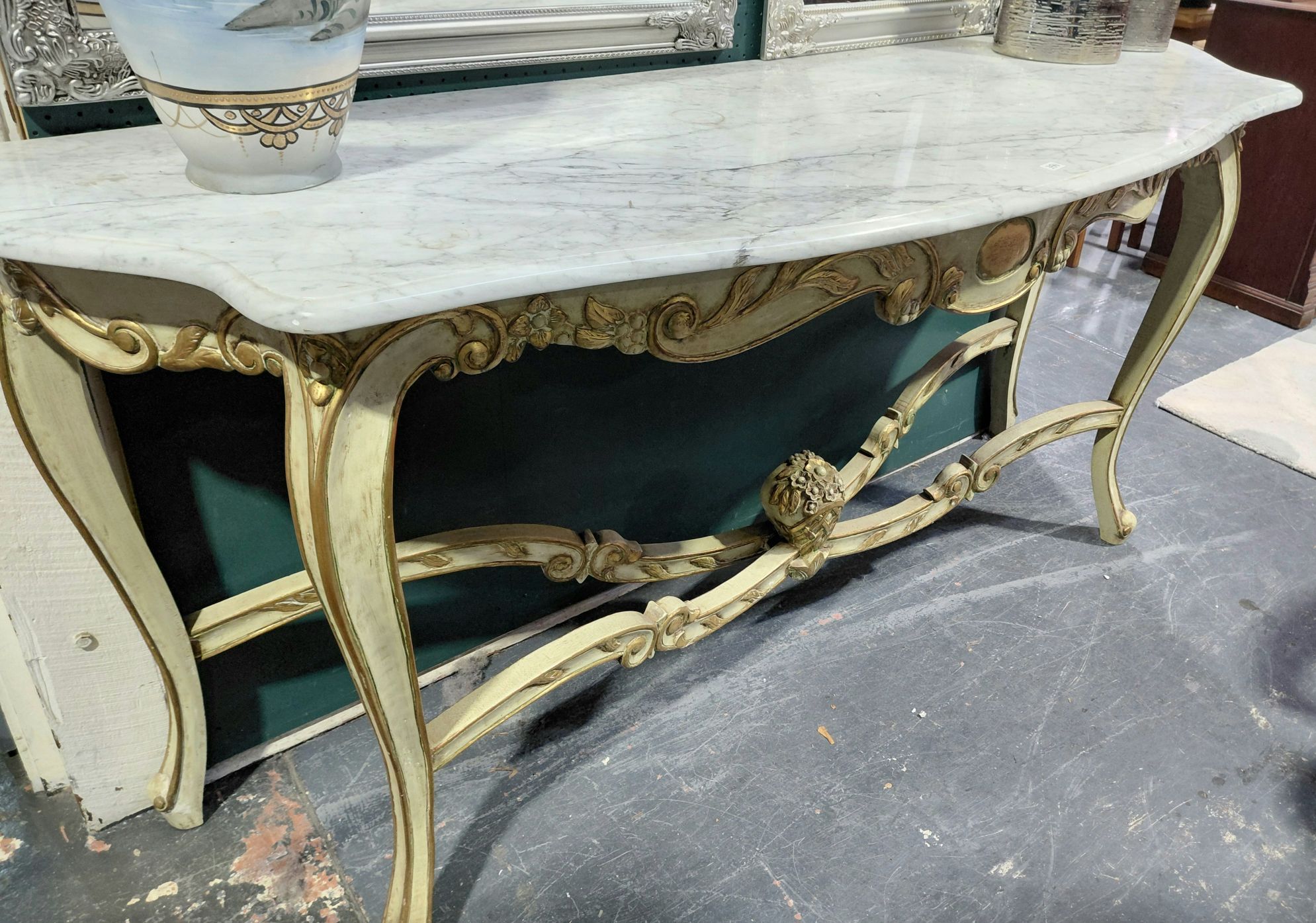350 · LOUIS XV STYLE MARBLE TOPPED CONSOLE TABLE