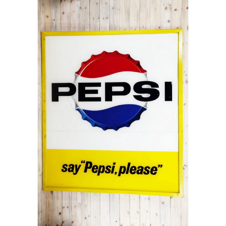Large Pepsi "Say Pepsi, Please" Two-Piece Single Sided Metal Sign TAC 9.5