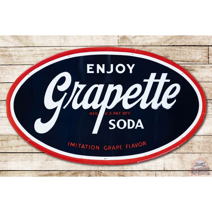 Enjoy Grapette Soda Embossed Metal Oval Sign TAC 9