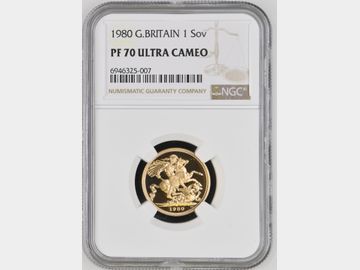 1980 PROOF GOLD SOVEREIGN PF70 UCAM TOP POP!