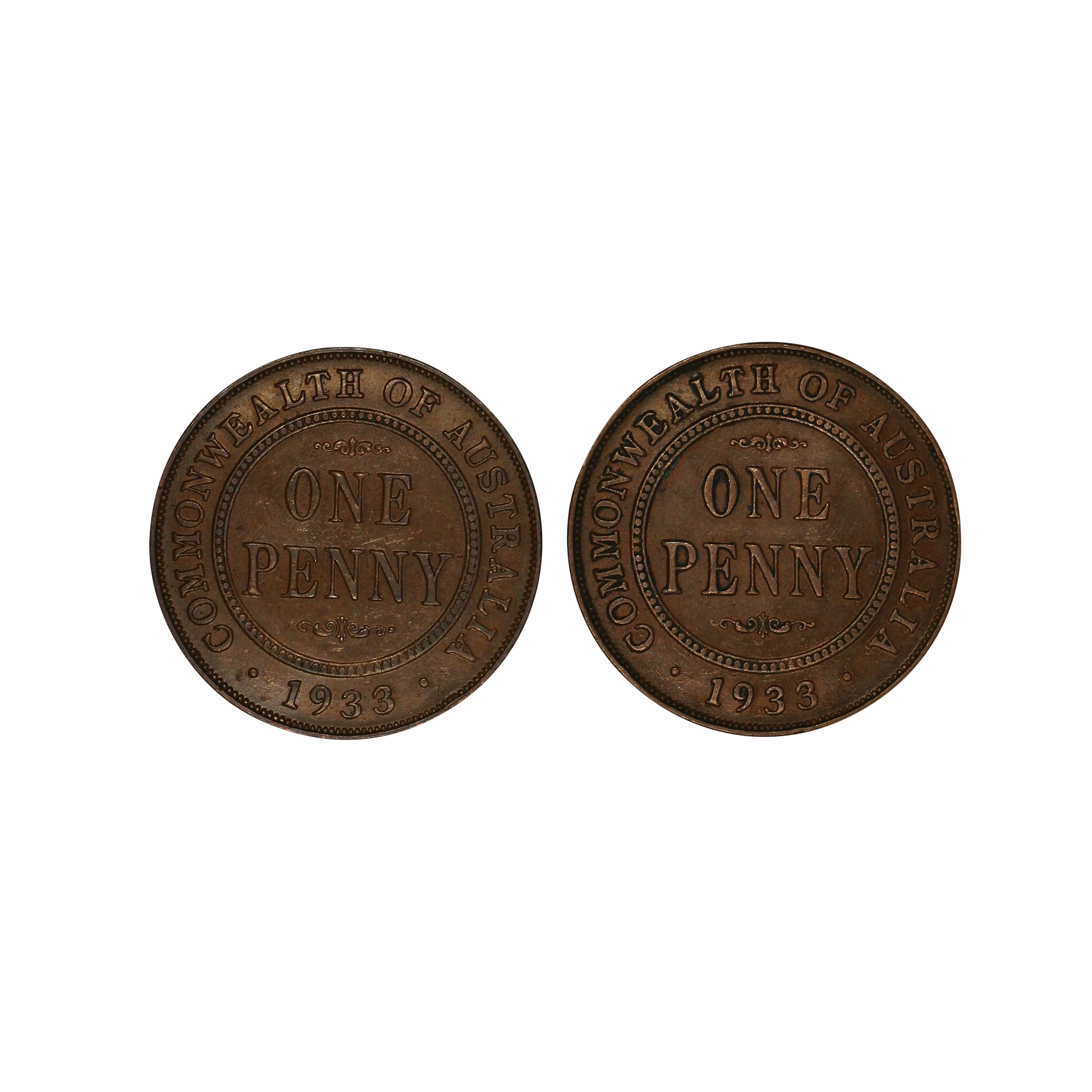 Pair, George V, One Penny, 1933/2, VF-GVF