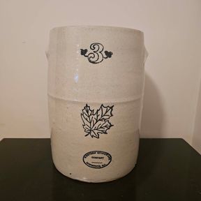 3 Gallon Western Stoneware Maple Leaf Butter Churn Crock