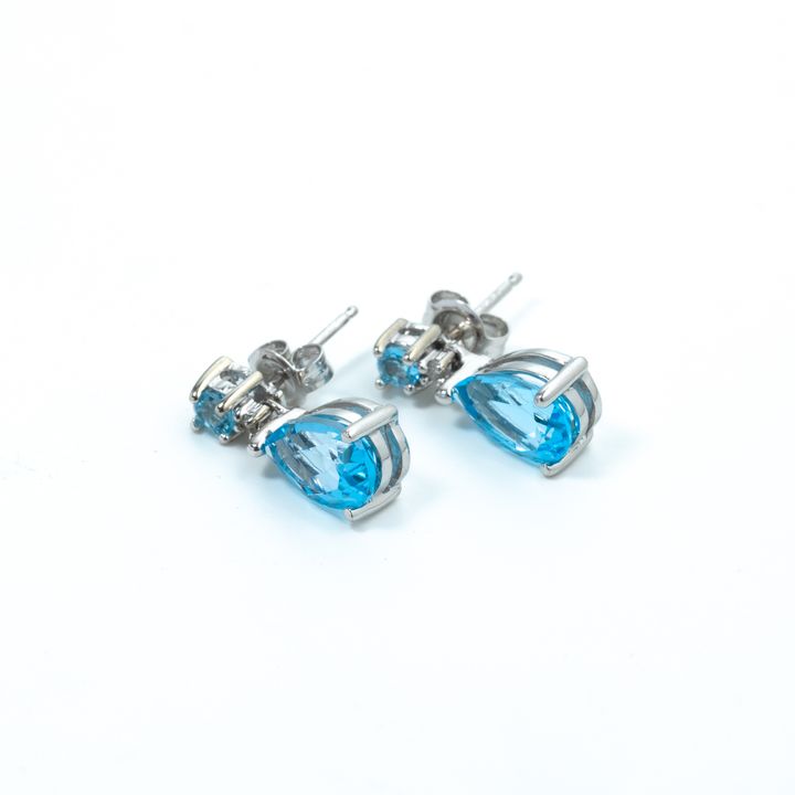 Topaz 10ct Gold Drop Earrings,