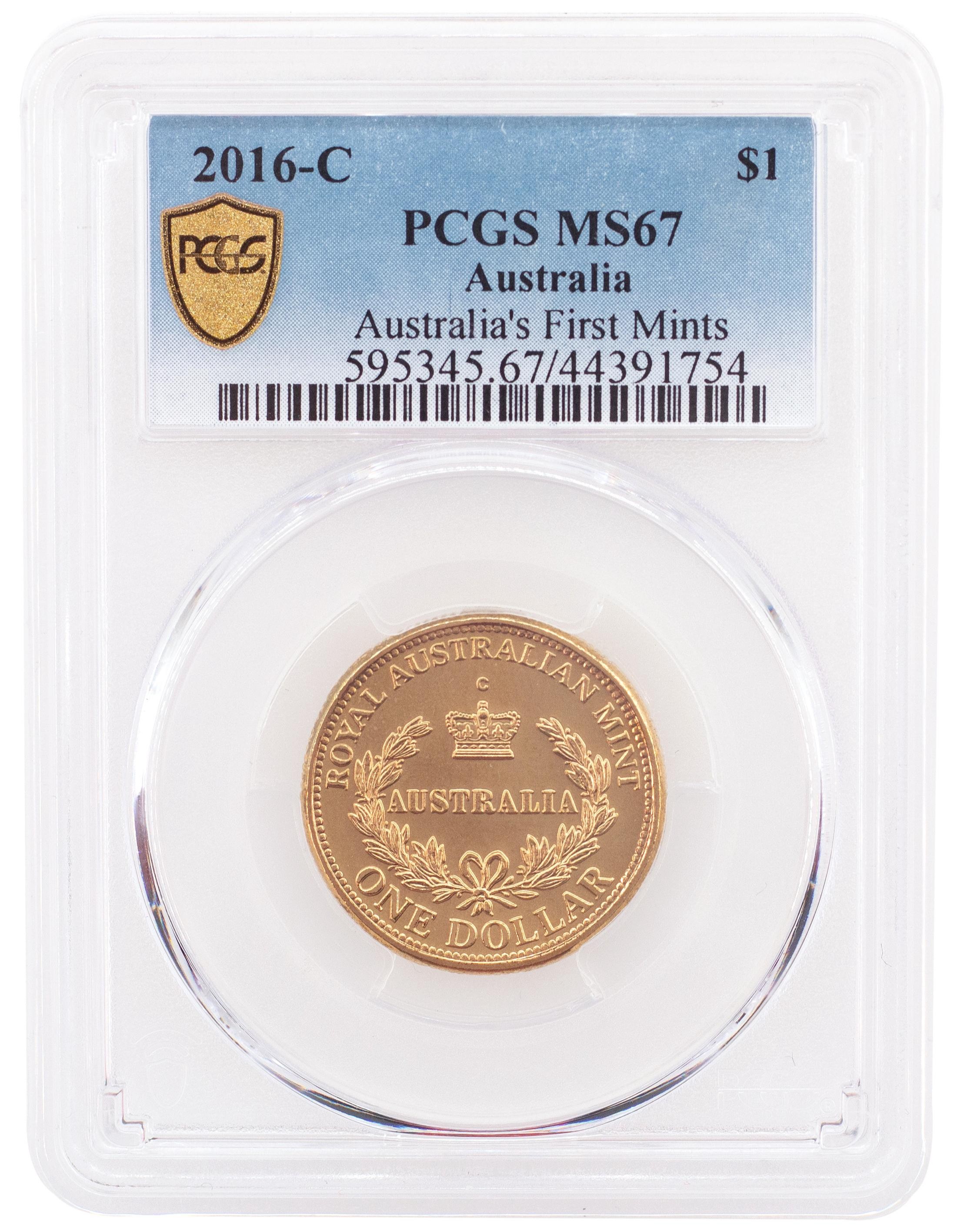 2016-C Australia One Dollar, $1 Australia's First Mints PCGS - MS67 -754