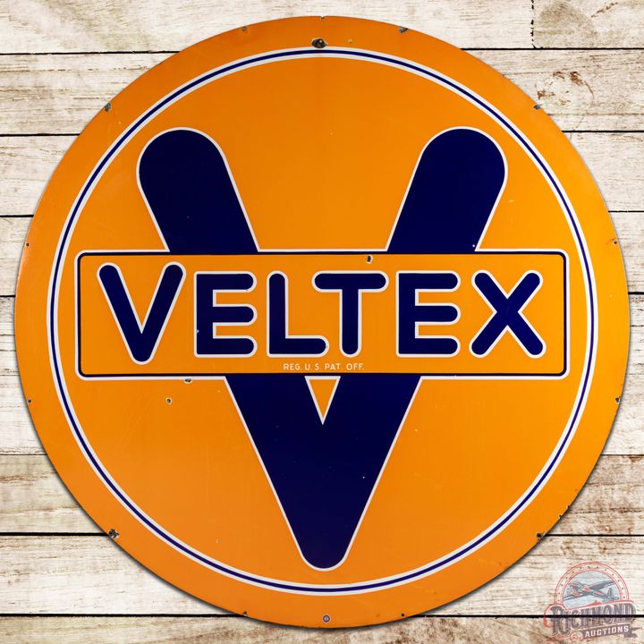 Scarce Veltex Gasoline "Fletcher Oil Company" 6' DS Porcelain ID Sign