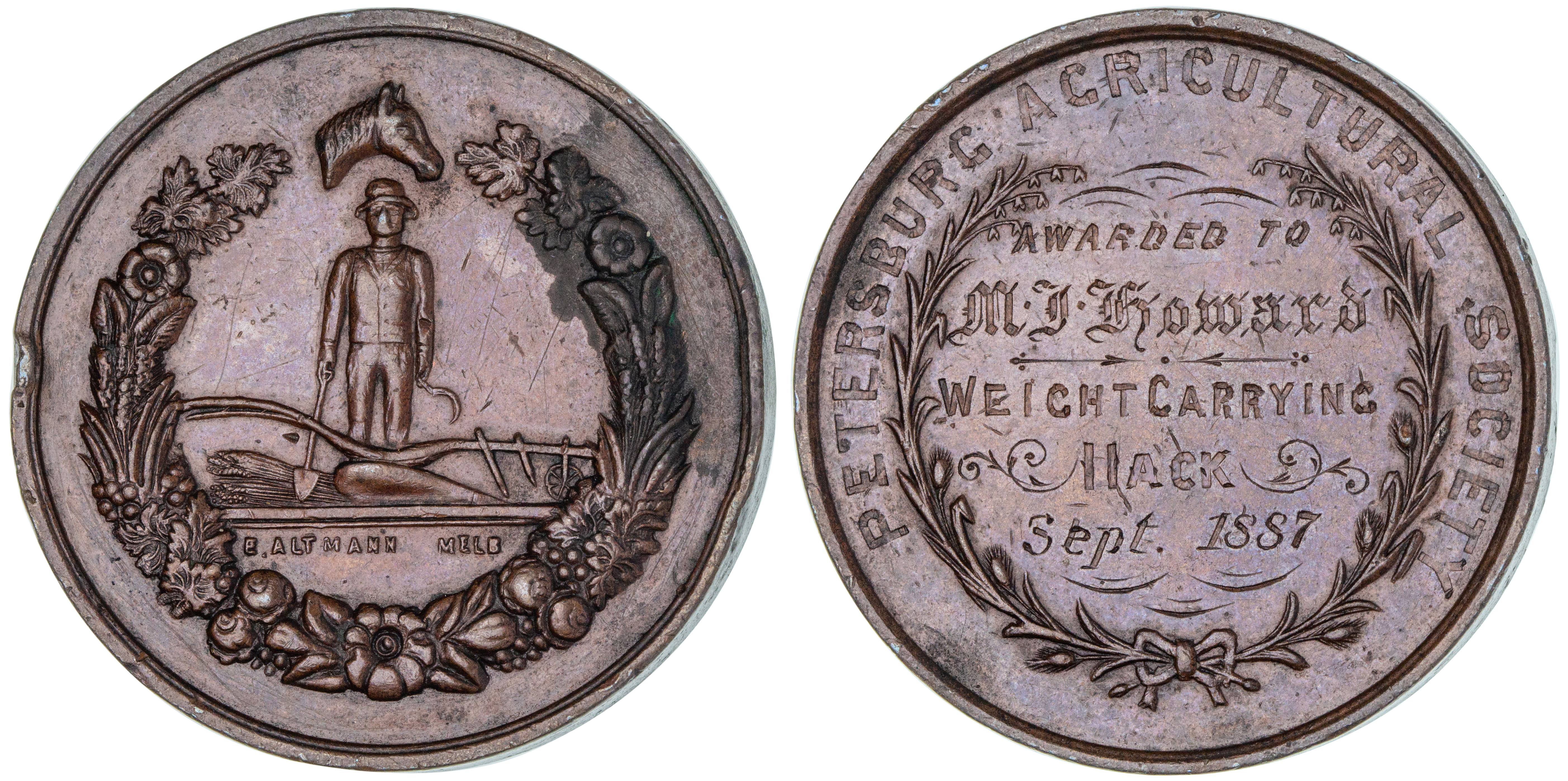 Petersburg Agricultural Society, 1887, VF