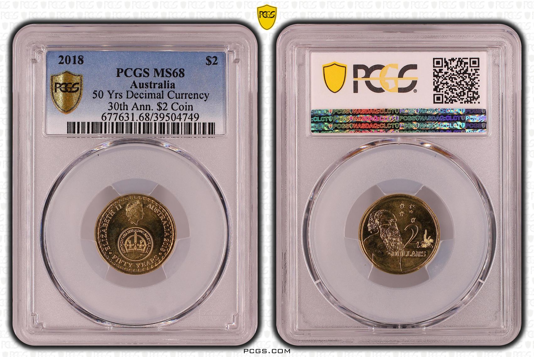 50 Yrs Decimal Currency 30th Ann. $2 Coin, Two Dollar, 2018, PCGS MS68