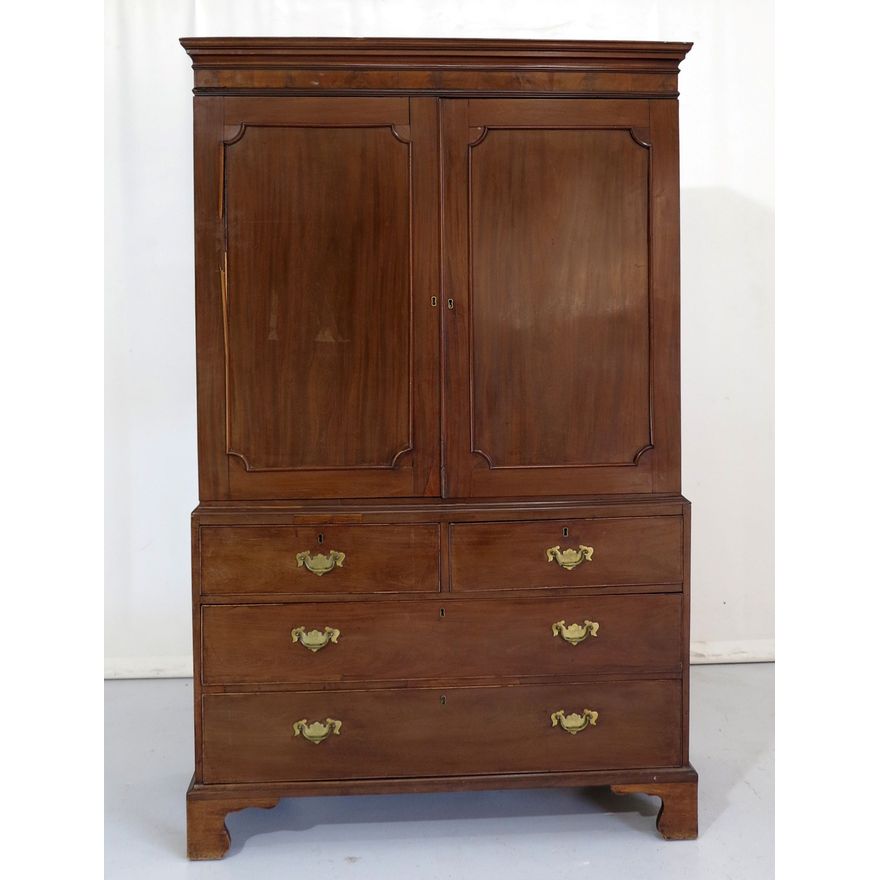VICTORIAN MAHOGANY LINEN PRESS with original pull-out shelves