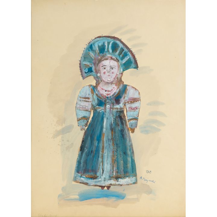 Andrzej Kreütz-Majewski | Projekt niebieskiego kostiumu do baletu Petrushka Igora Stravinskyego, 1969 r.