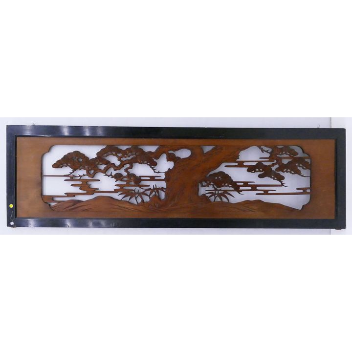 Large Japanese Ranma Transom Pine Tree Panel- (Some Chipping)- 21.5x73'' each