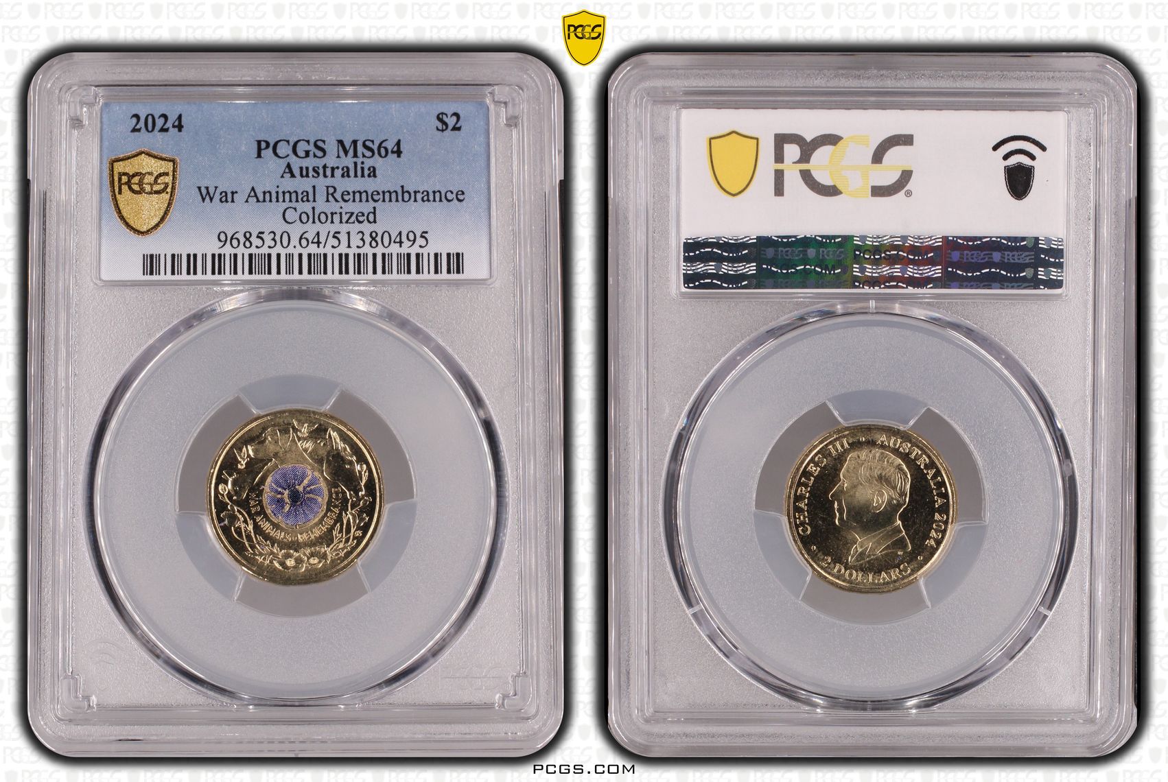 War Animal Remembrance Colorized, Two Dollar, 2024, PCGS MS64