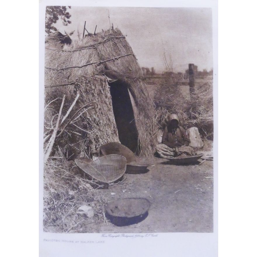 Edward Curtis 'Paviotso House' Tissue Photogravure Framed- 17x15''