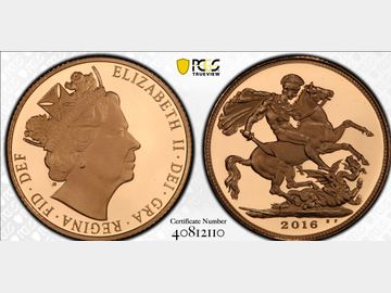 2016 ELIZABETH II PROOF GOLD SOVEREIGN PR70 PCGS TOP POP! (1 YR TYPE)