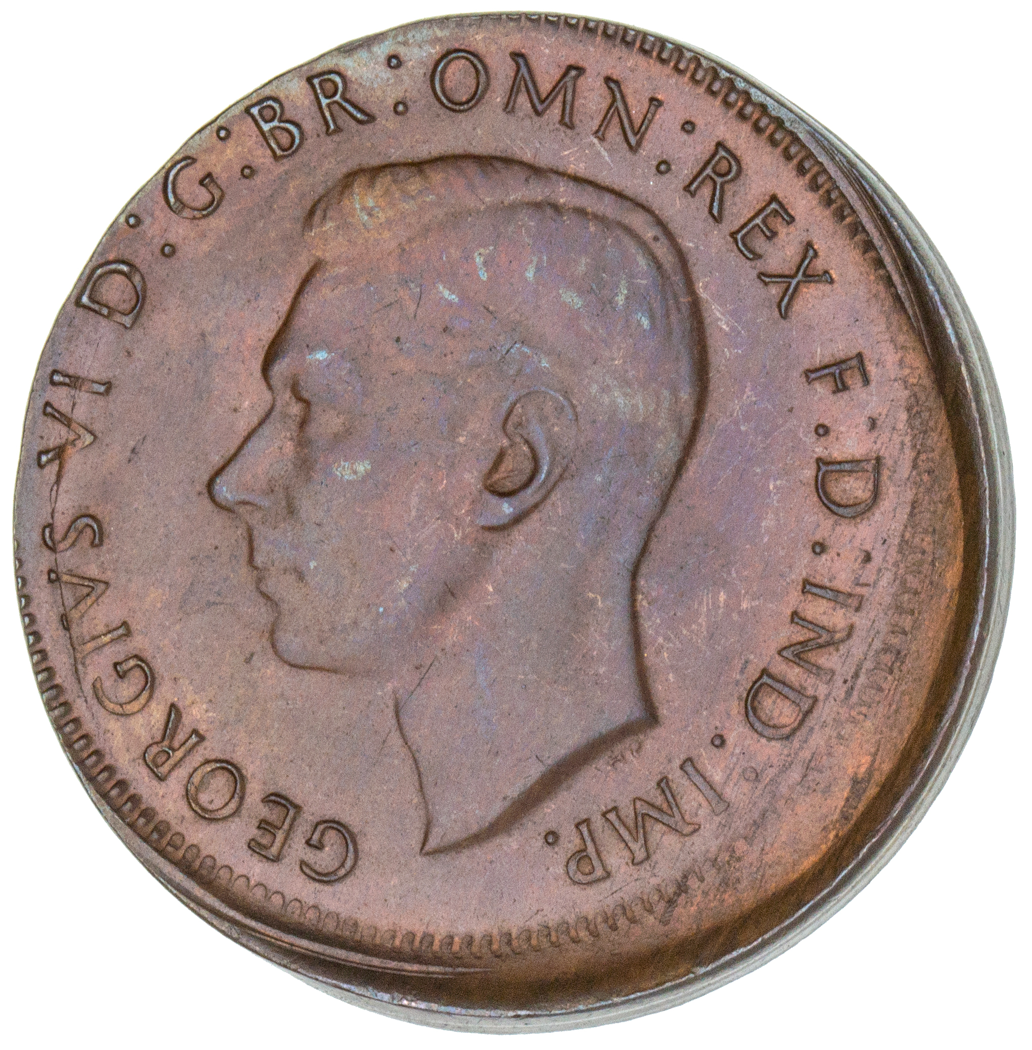 George VI, Halfpenny, 1947-Y., CHU