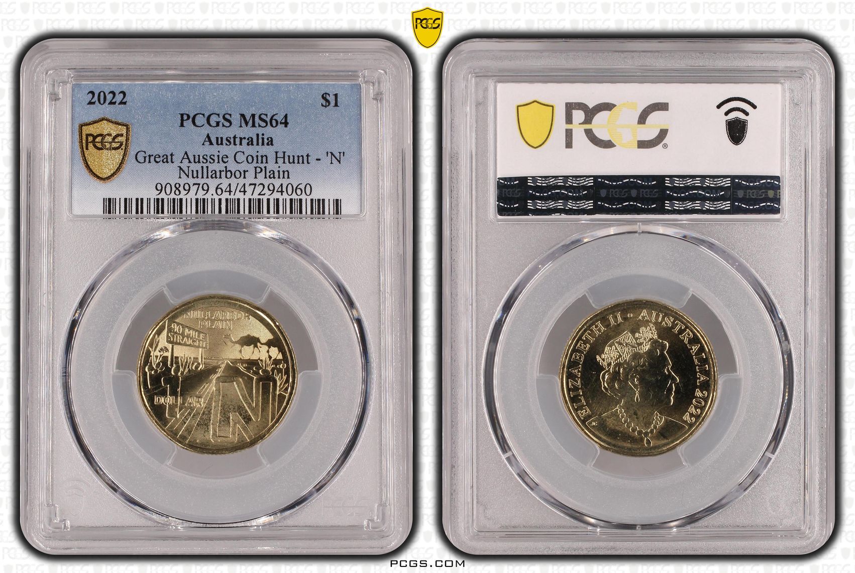 Great Aussie Coin Hunt - 'N', One Dollar, 2022, PCGS MS 64