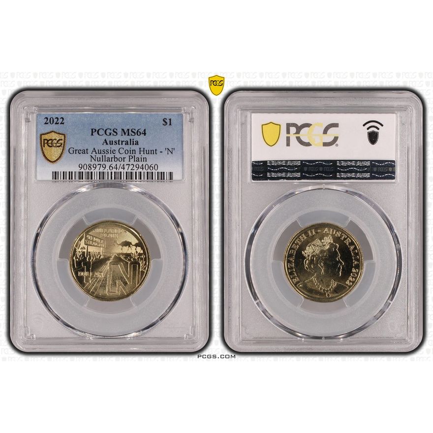 Great Aussie Coin Hunt - 'N', One Dollar, 2022, PCGS MS 64