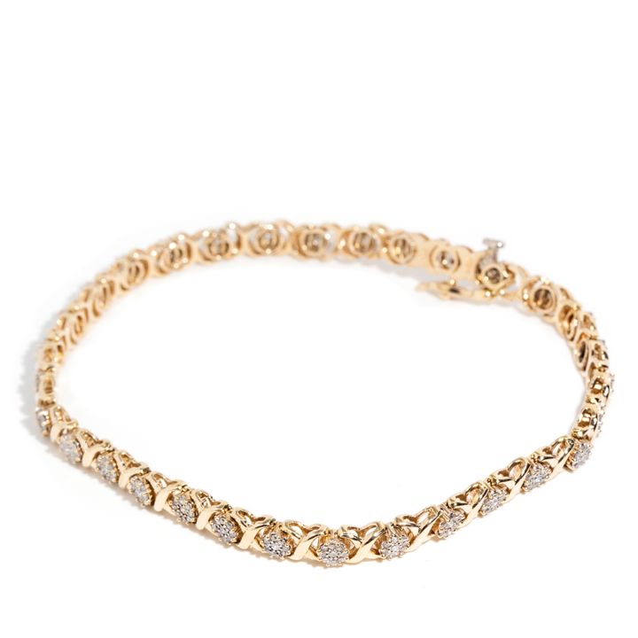 Diamond 9 Carat Gold Cluster Bracelet