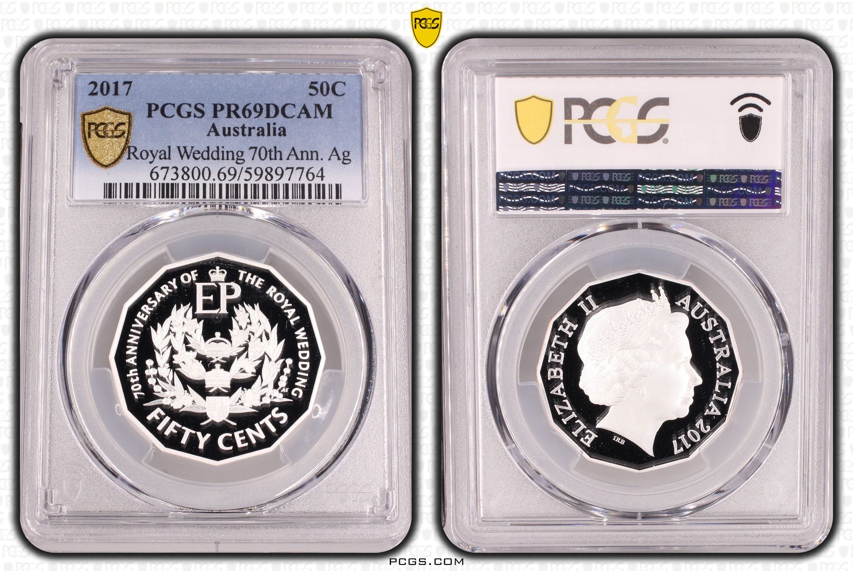Royal Wedding 70th Ann. Ag, Fifty Cent, 2017, PCGS PR69DCAM