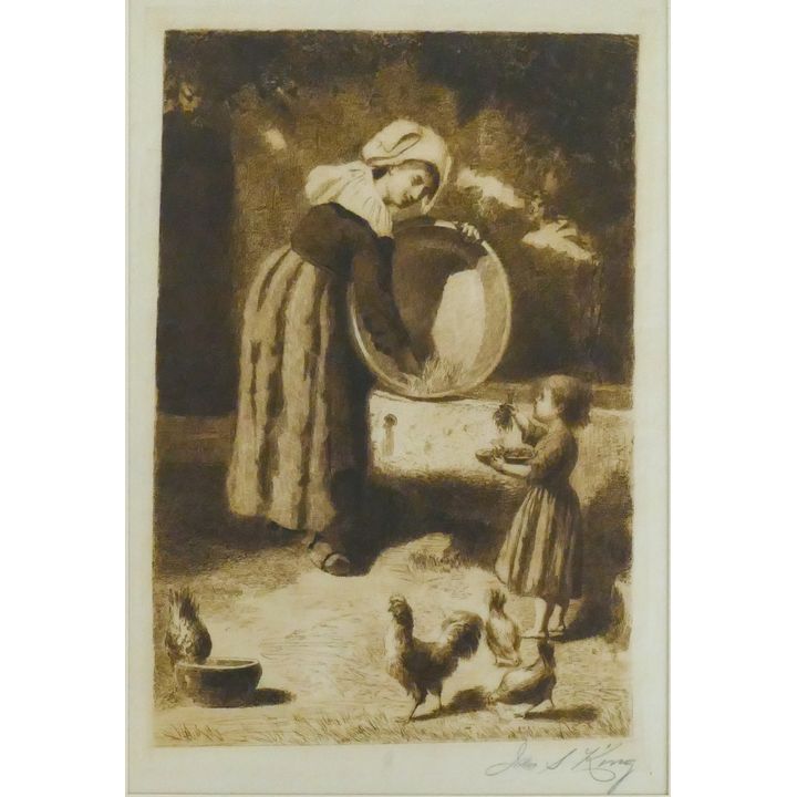 Francis Scott King ''Breton Courtyard'' Signed Etching Matted 20''x16''