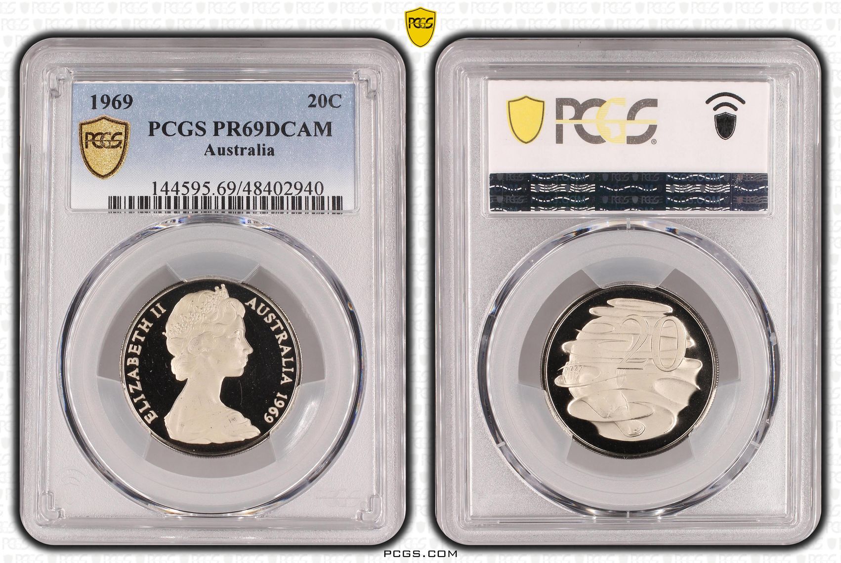Elizabeth II, Twenty Cent, 1969, PCGS PR69DCAM