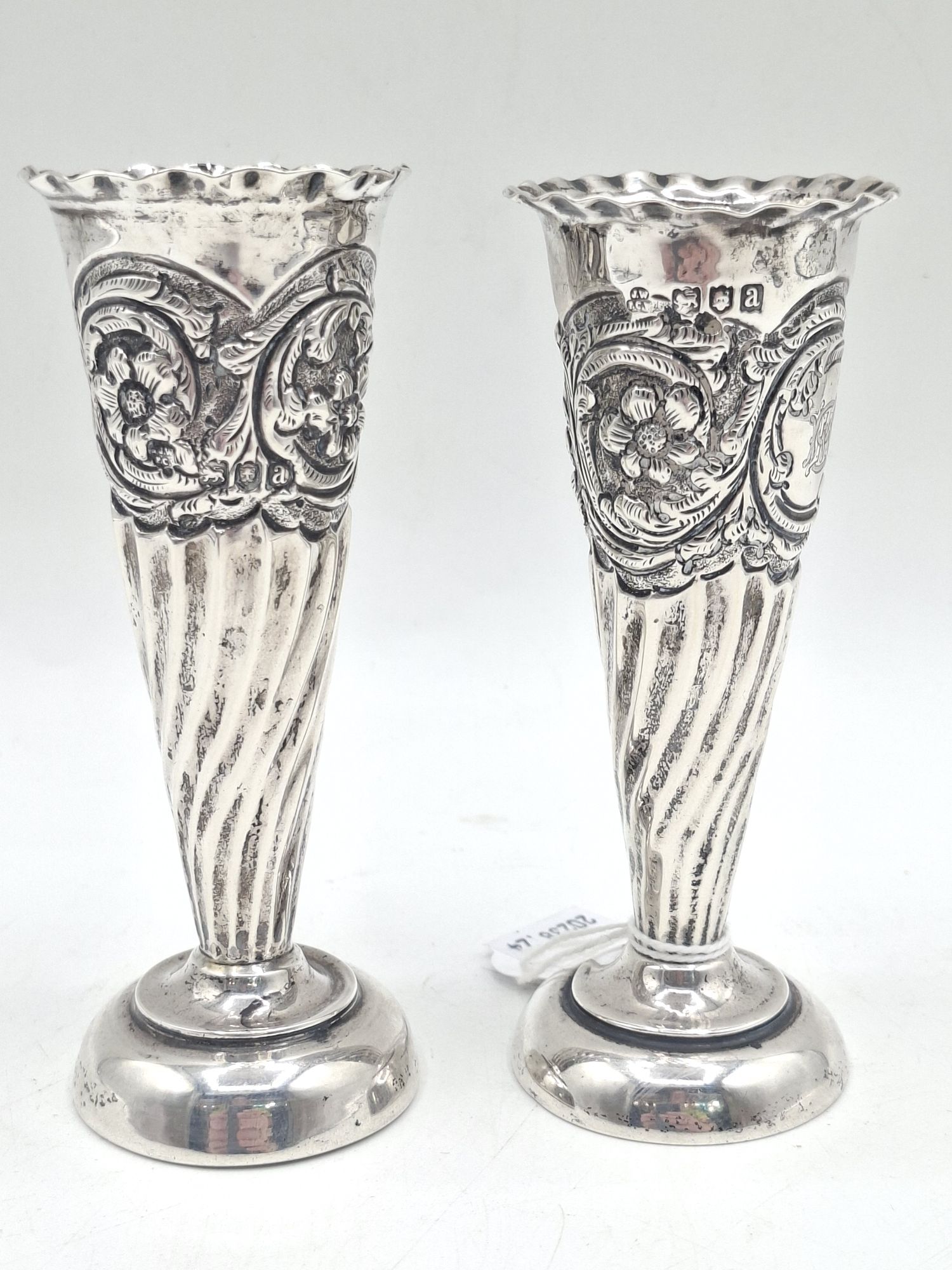 152 · STERLING SILVER MINIATURE TRUMPET VASES